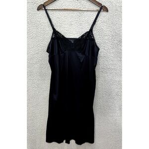 Vassarette Black Babydoll Slip Dress Womens 38 Lace Trim Fairy Grunge Y2K